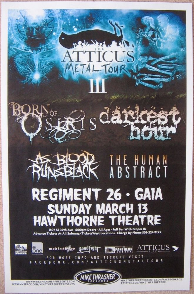 Image 0 of BORN OF OSIRIS Portland Oregon 2011 Gig Concert POSTER