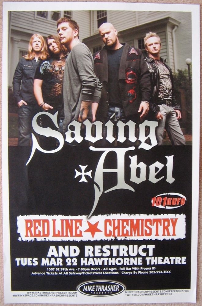 Image 0 of SAVING ABEL 2011 Gig POSTER Portland Oregon Concert