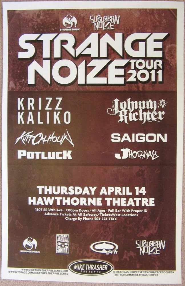 Image 0 of Kaliko KRIZZ KALIKO 2011 Gig POSTER Portland Oregon Concert 