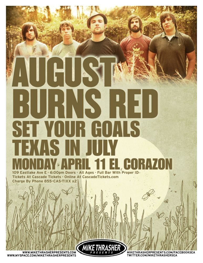 Image 0 of AUGUST BURNS RED 2011 Gig POSTER Seattle Washington Concert 