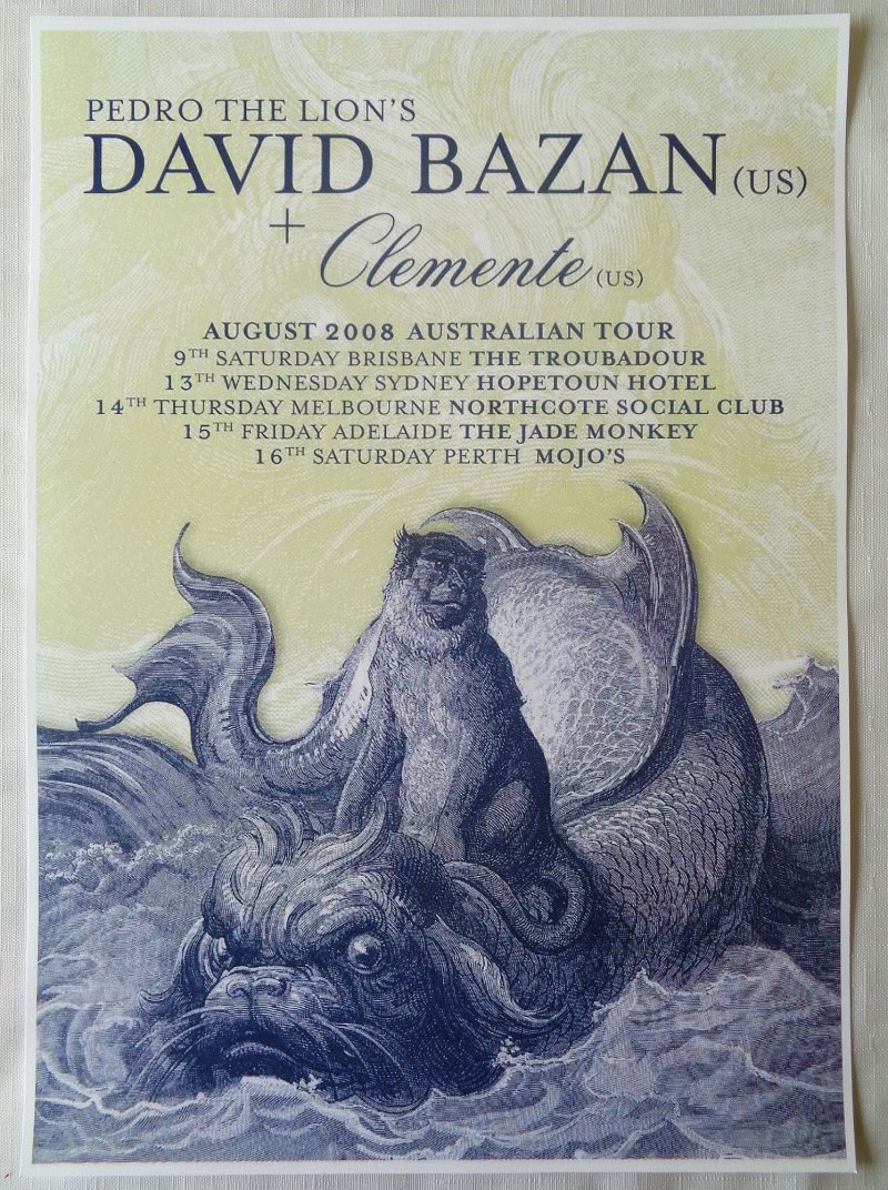 Image 0 of DAVID BAZAN of PEDRO THE LION 2008 POSTER Australia Tour Gig Concert