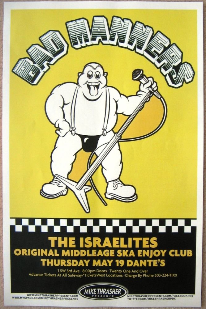 Image 0 of BAD MANNERS 2011 SKA Gig POSTER Portland Oregon Concert