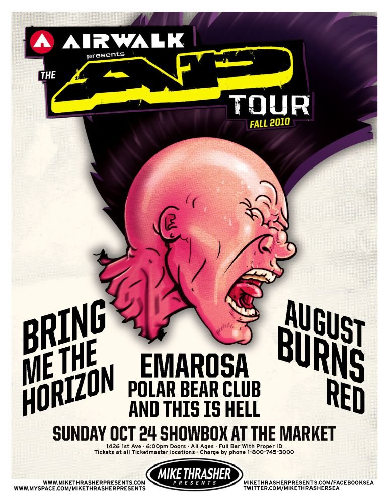 Image 0 of BRING ME THE HORIZON / AUGUST BURNS RED 2010 POSTER Gig Seattle Wash. Concert