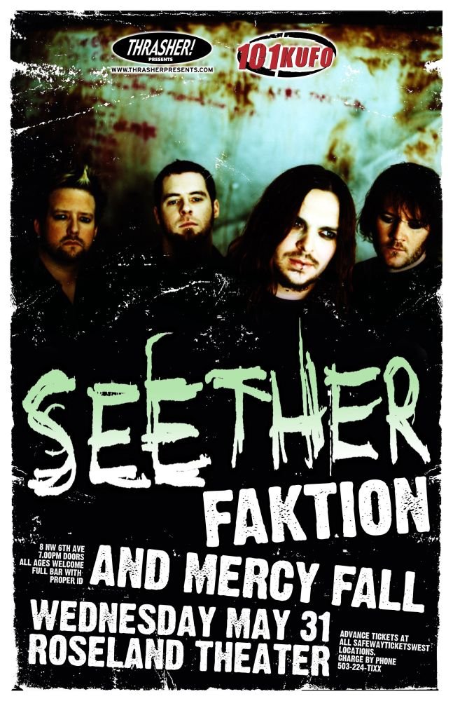 Image 0 of SEETHER 2006 Gig POSTER Portland Oregon Concert