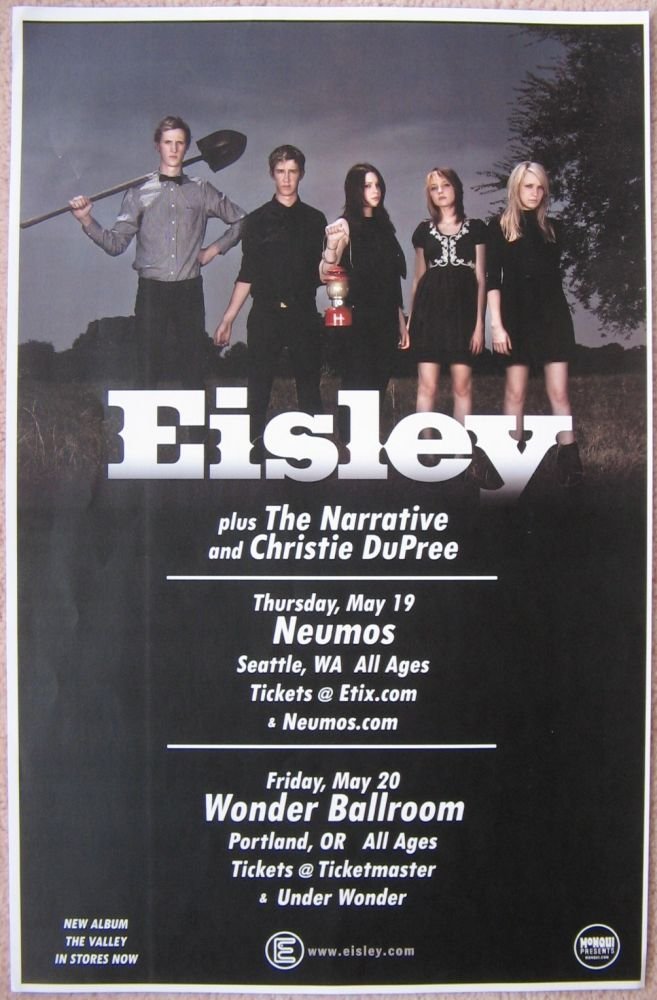 Image 0 of EISLEY 2011 Gig POSTER Concert Portland Oregon & Seattle Washington