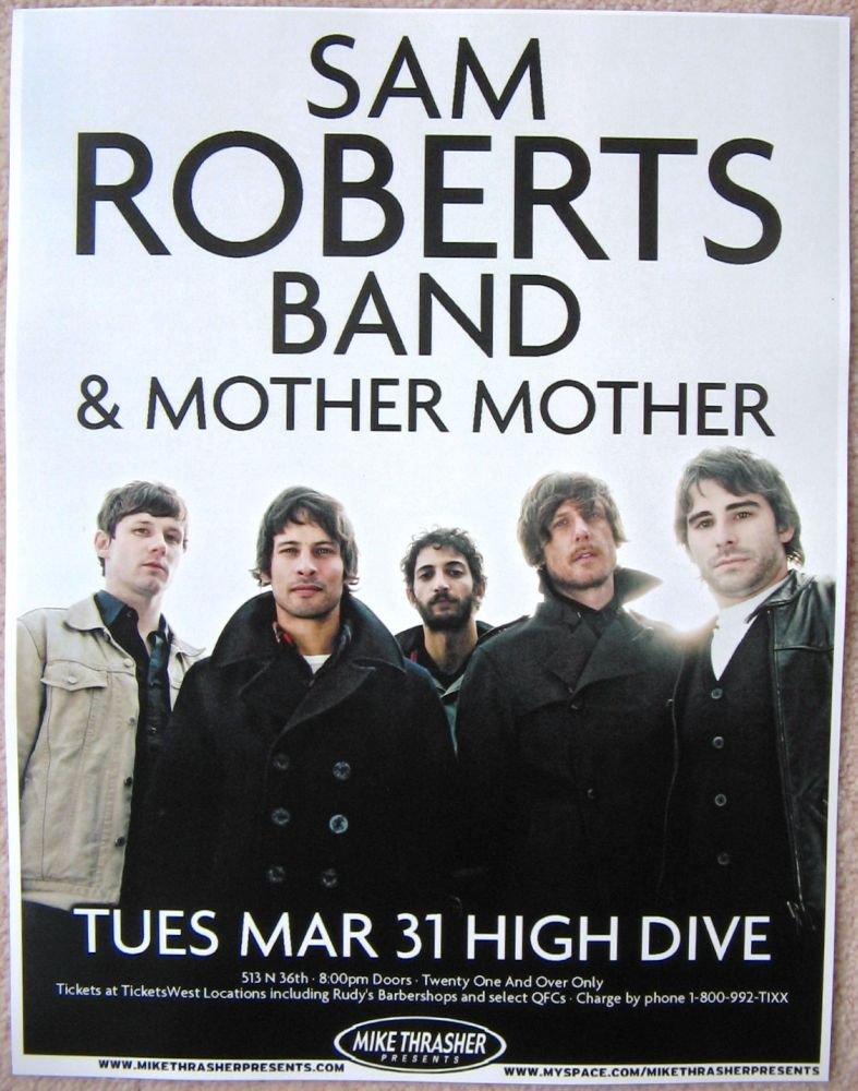 Image 0 of SAM ROBERTS BAND 2009 Gig POSTER Seattle Washington Concert