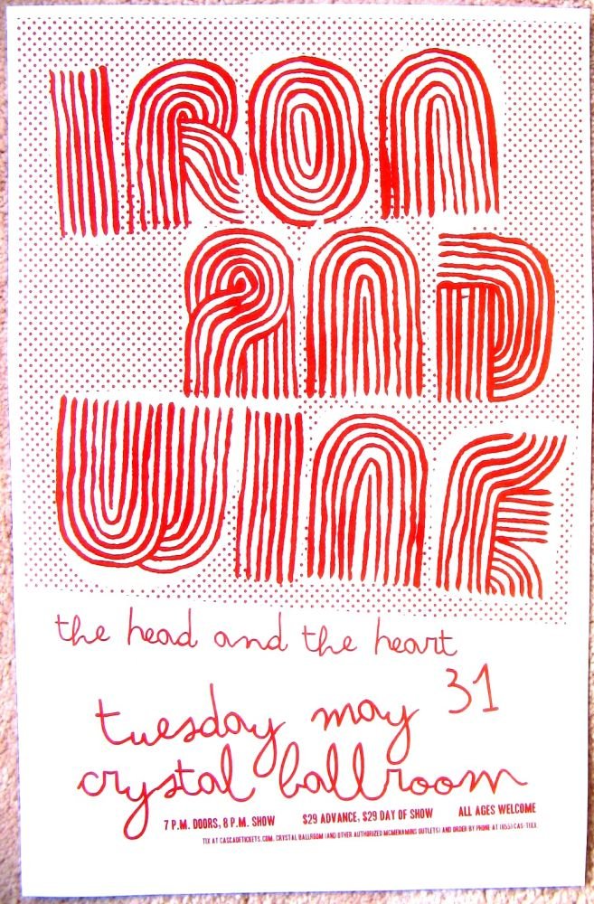 Image 0 of IRON AND WINE Gig POSTER May 2011 Portland Oregon Concert Sam Beam 