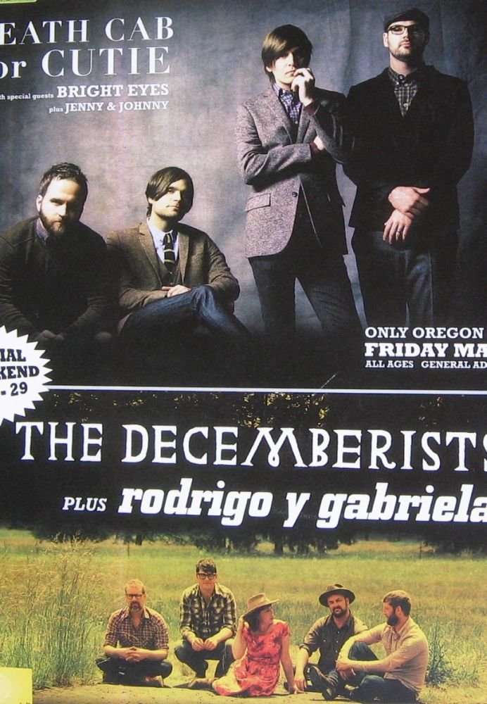 Image 1 of DECEMBERISTS / DEATH CAB FOR CUTIE POSTER Bend Oregon 2011 Gig Concert