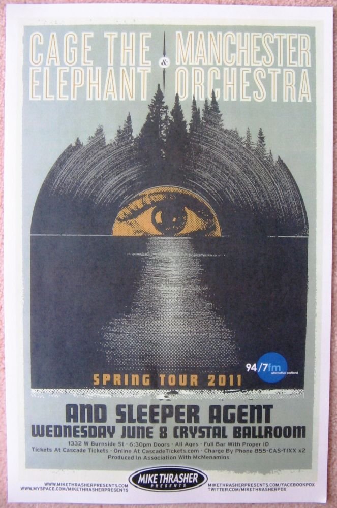 Image 0 of MANCHESTER ORCHESTRA and CAGE THE ELEPHANT 2011 POSTER Gig Concert Portland Oreg