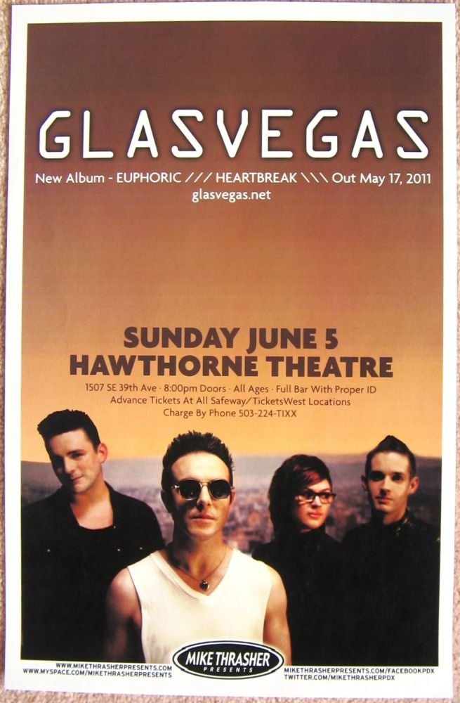 Image 0 of GLASVEGAS 2011 Gig POSTER Portland Oregon Concert