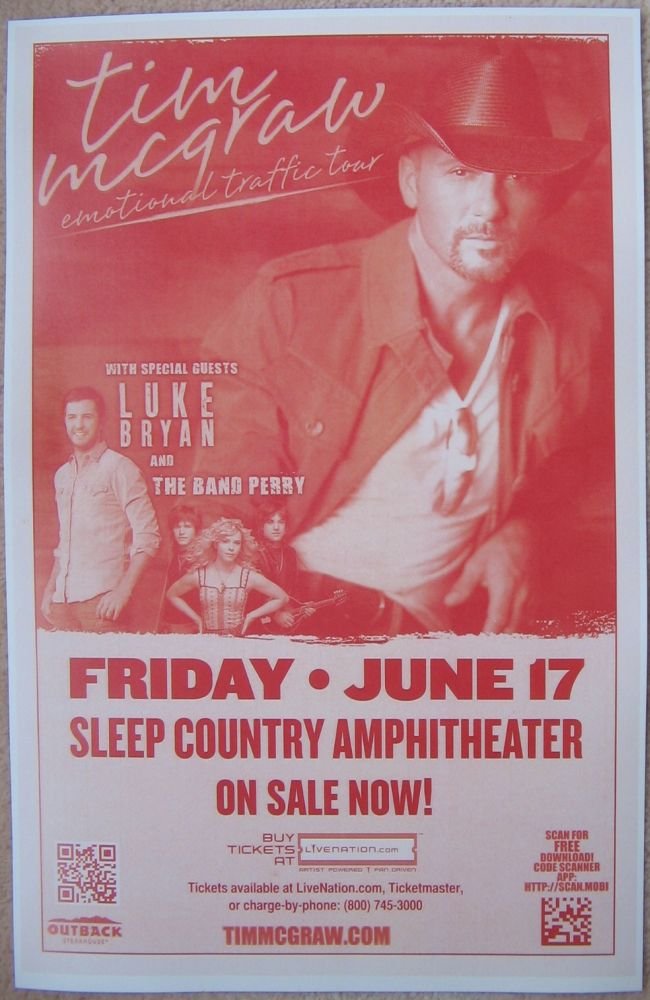 Image 0 of McGraw TIM McGRAW 2011 Gig POSTER Concert Ridgefield Washington