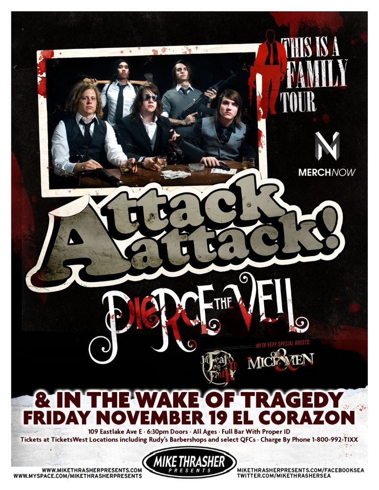 Image 0 of ATTACK ATTACK! 2010 Gig POSTER Concert Seattle Washington