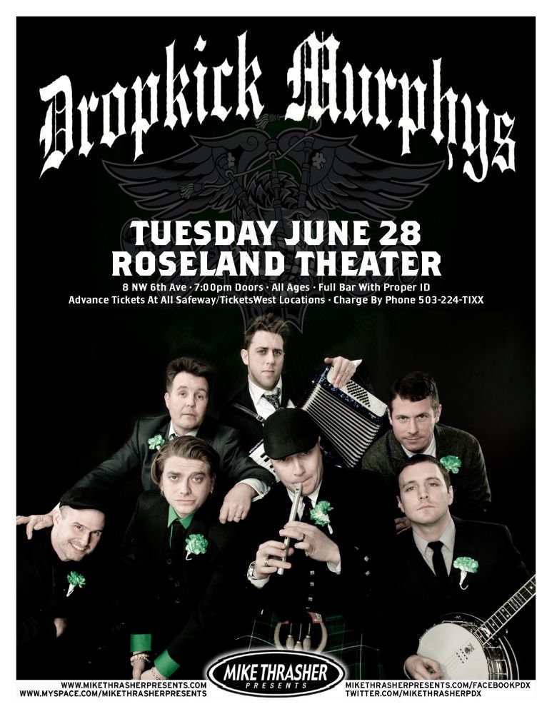 Image 0 of DROPKICK MURPHYS 2011 Gig POSTER Portland Oregon Concert