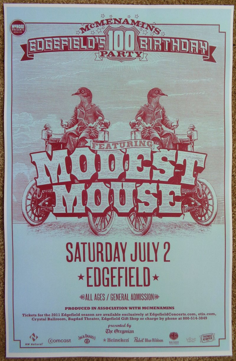 Image 0 of MODEST MOUSE 2011 Edgefield Gig POSTER Portland Oregon Concert  