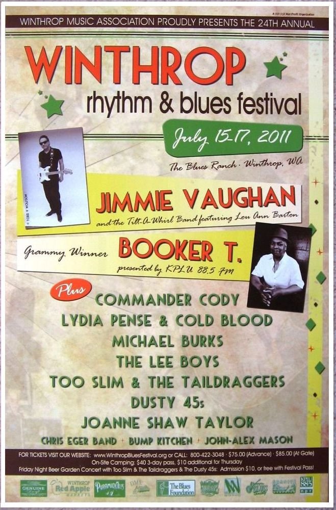 Image 0 of Vaughan JIMMIE VAUGHAN & BOOKER T. 2011 Gig POSTER Winthrop Wa. Rhythm Festival 