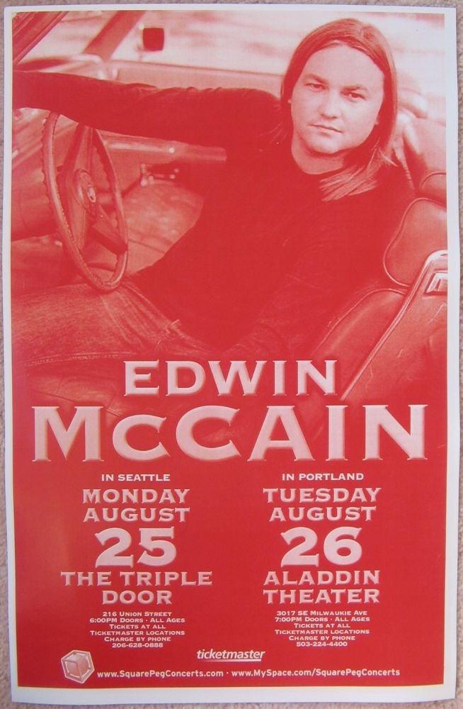 Image 0 of McCain EDWIN McCAIN Seattle Washington & Portland Oregon 2008 Gig Concert POSTER