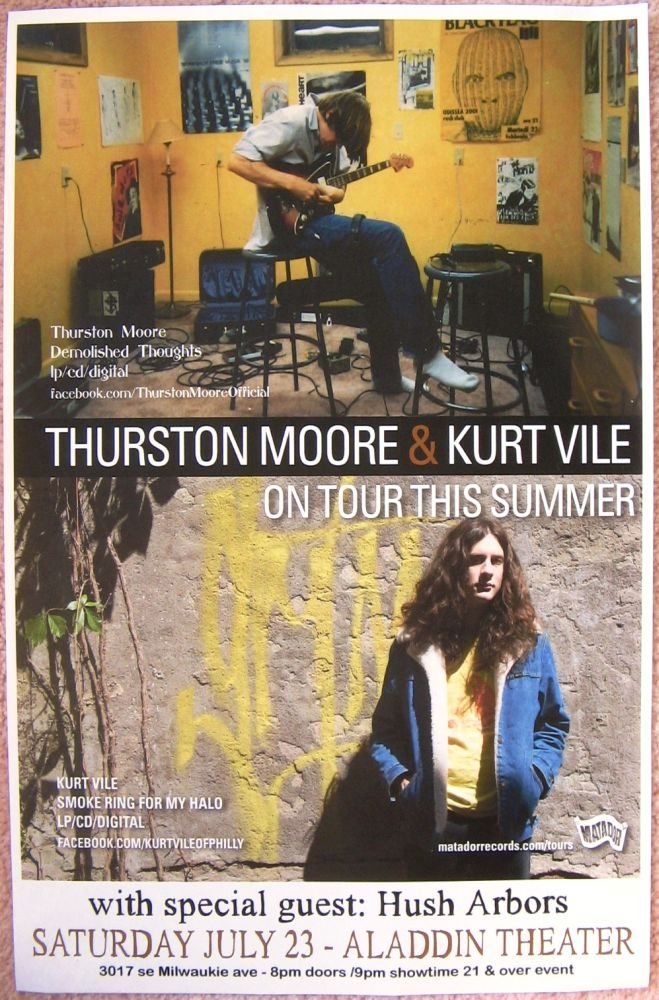Image 0 of Vile KURT VILE & THURSTON MOORE 2011 Gig POSTER Sonic Youth Portland Concert 
