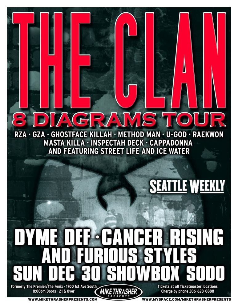 Image 0 of WU TANG CLAN 2007 Gig POSTER Seattle Washington Concert  