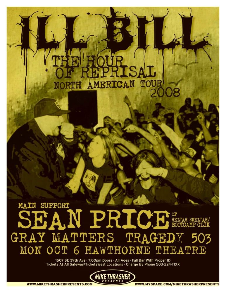 ILL BILL 2008 Gig POSTER Portland Oregon Concert