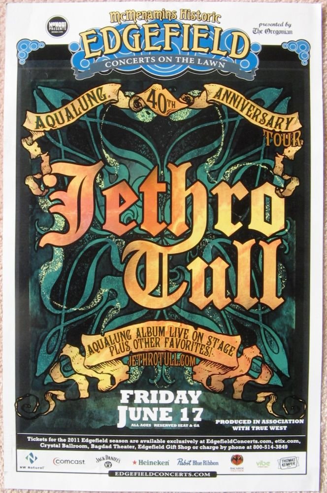 Image 0 of JETHRO TULL 2011 Gig POSTER Edgefield Concert Portland Oregon