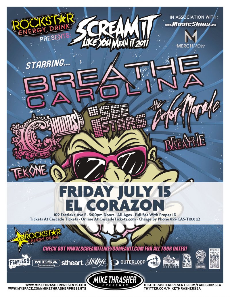 Image 0 of BREATHE CAROLINA Seattle Washington 2011 Gig Concert POSTER