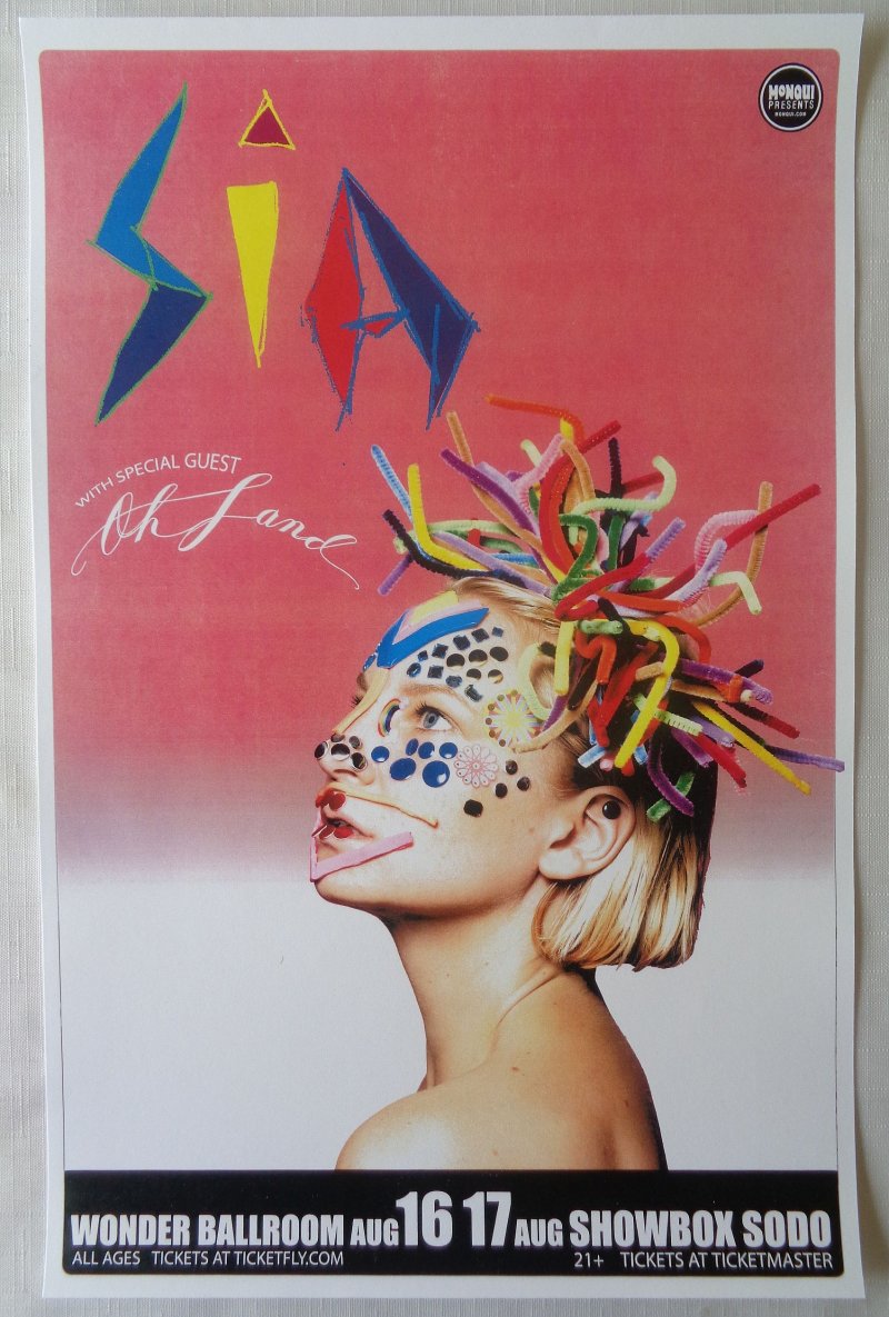 Image 0 of SIA Furler 2011 Gig POSTER Concert Seattle Washington and Portland Oregon