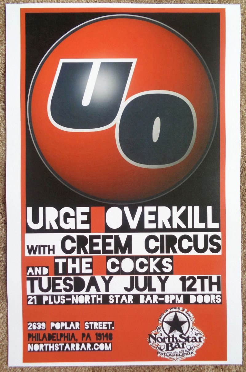 Image 0 of URGE OVERKILL 2011 Gig POSTER Concert Philadelphia Pennsylvania 