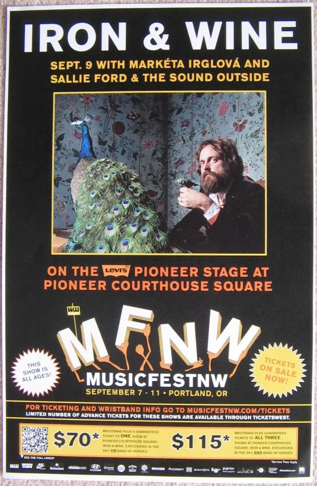 Image 0 of IRON AND WINE Gig Concert POSTER Sept. 2011 MFNW Musicfest NW Portland Oregon 