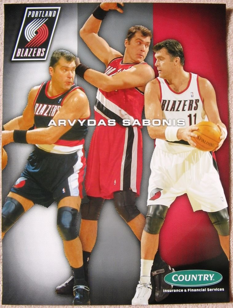 Sabonis ARVYDAS SABONIS POSTER Portland Trailblazers 2003 Blazers Game Handout