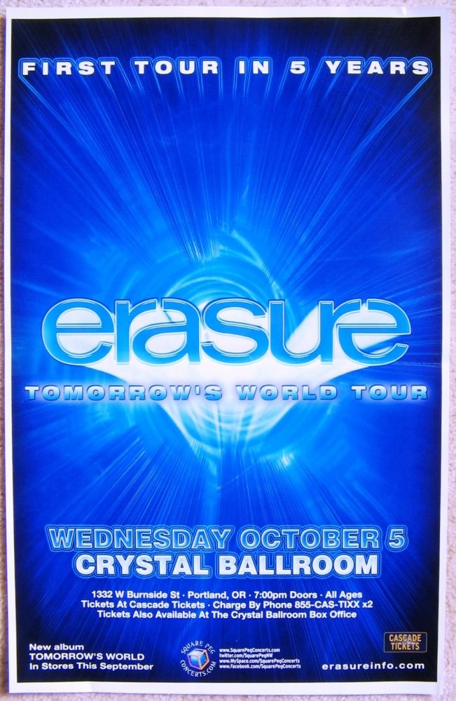 Image 0 of ERASURE 2011 Gig POSTER Tomorrow's World Portland Oregon Concert 