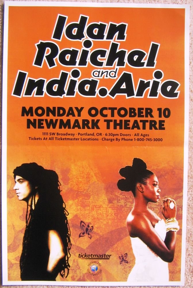 Image 0 of Arie INDIA ARIE & IDAN RAICHEL 2011 Gig POSTER Portland Oregon Concert 