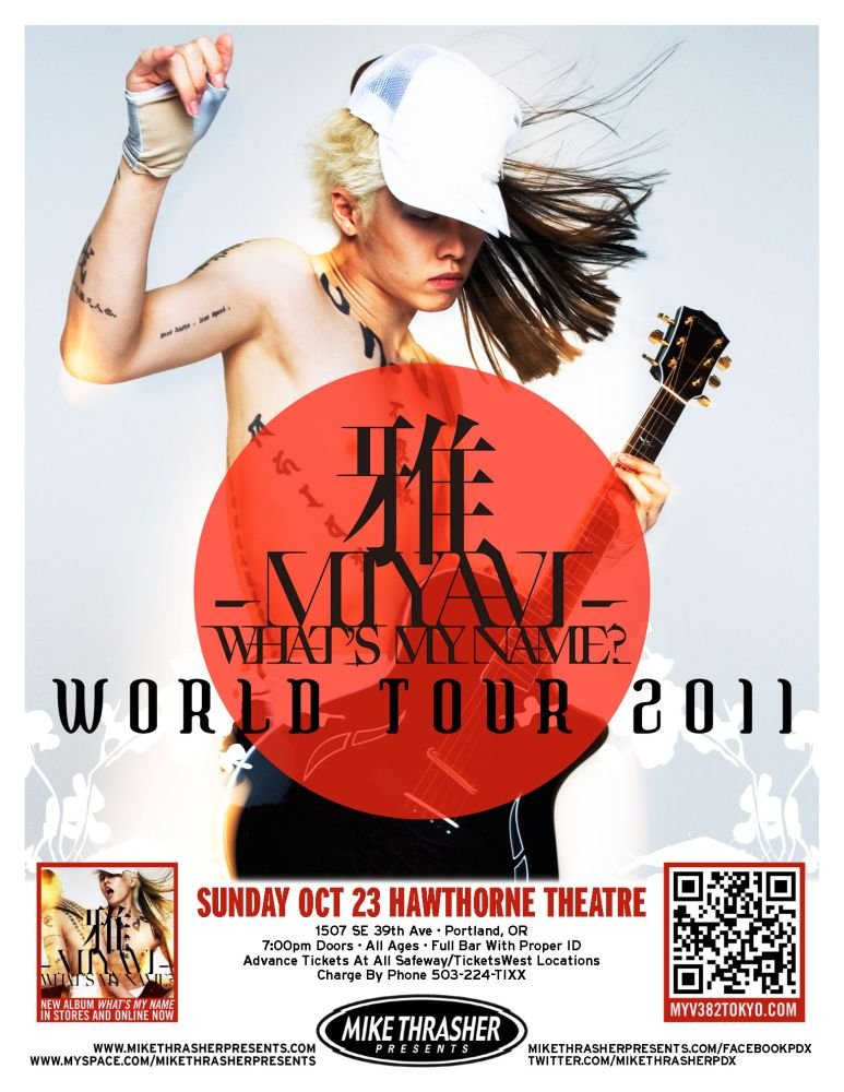 Image 0 of MIYAVI 2011 Gig POSTER Portland Oregon Concert