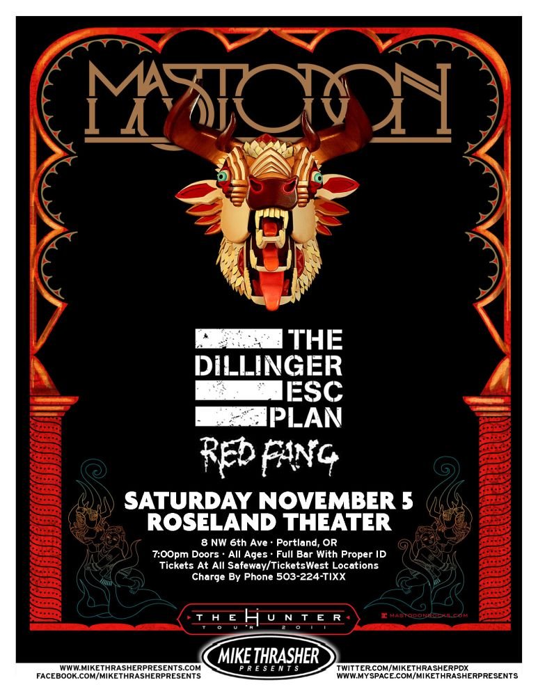 Image 0 of MASTODON 2011 Gig POSTER Portland Oregon Concert 