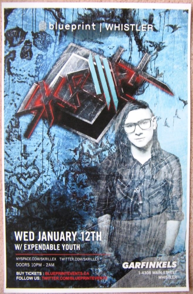 Image 0 of SKRILLEX 2011 Gig POSTER Whistler British Columbia Concert 