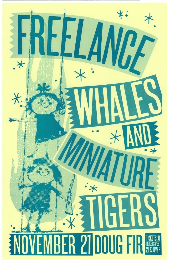 Image 0 of MINIATURE TIGERS & FREELANCE WHALES 2010 Gig POSTER Portland Oregon Concert