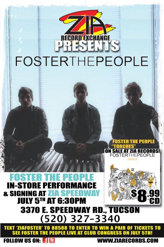 Image 0 of FOSTER THE PEOPLE 2011 Gig POSTER Tucson Arizona Concert 