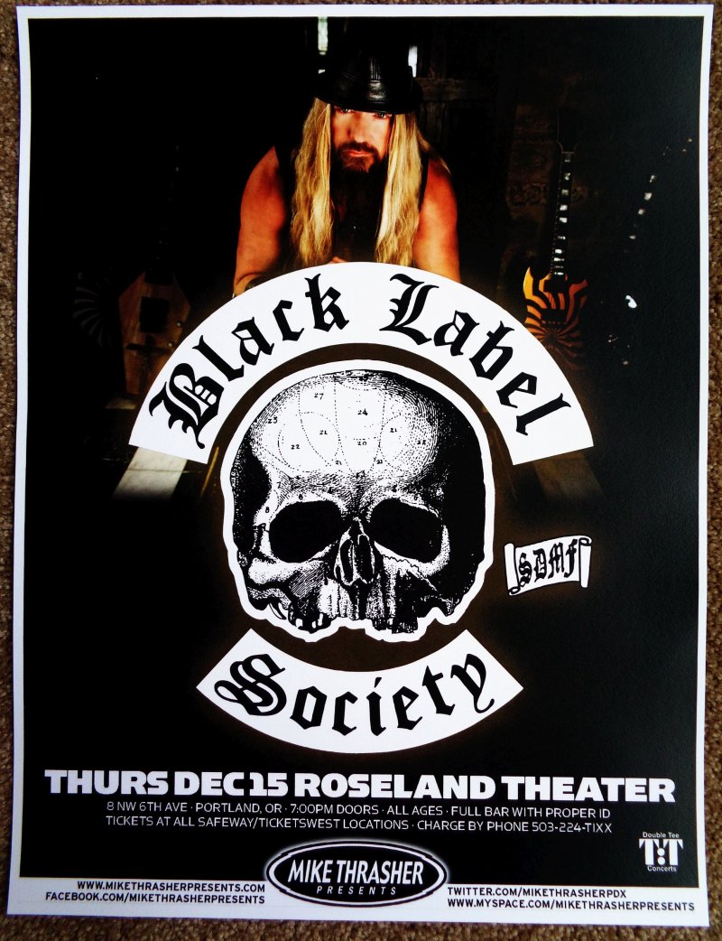 Image 0 of BLACK LABEL SOCIETY Zakk Wylde 2011 Gig Concert POSTER Portland Oregon