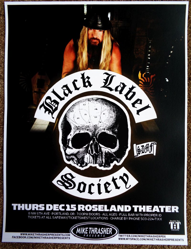 Image 0 of BLACK LABEL SOCIETY Zakk Wylde 2011 Gig Concert POSTER Portland Oregon