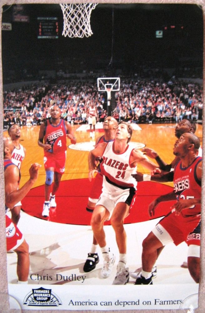 Image 0 of Dudley CHRIS DUDLEY 1990s Game Handout POSTER Portland Blazers Trailblazers