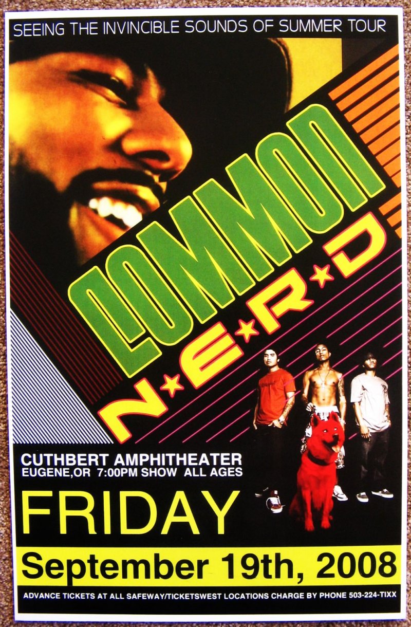 Image 0 of N*E*R*D NERD and COMMON 2008 Gig POSTER Portland Oregon Concert  