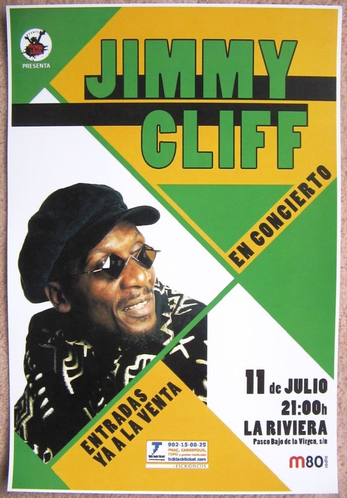 Cliff JIMMY CLIFF 2008 POSTER Gig Madrid Spain Concert Reggae 