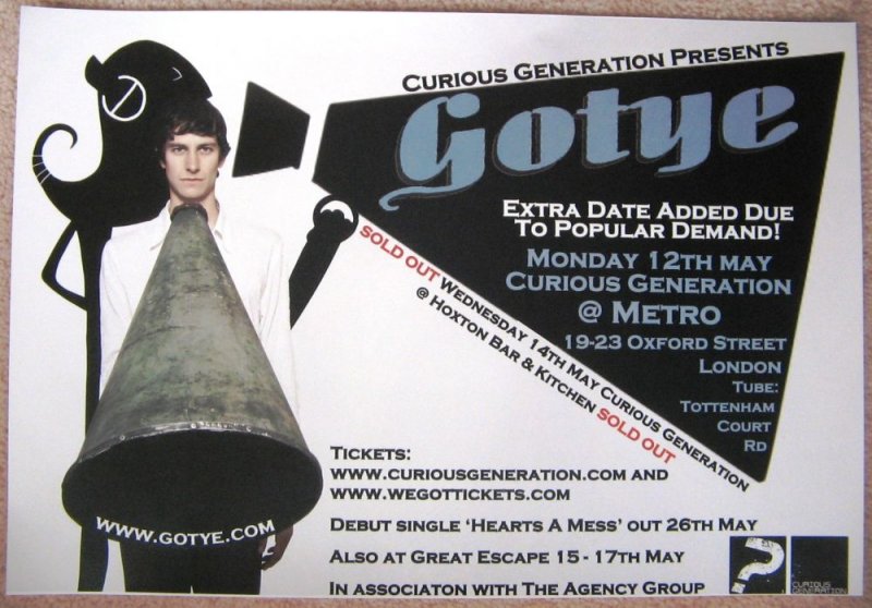 Image 0 of GOTYE 2008 Gig POSTER London UK Concert 