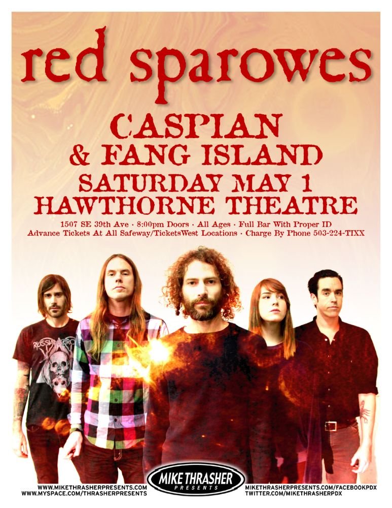 Image 0 of RED SPAROWES 2010 Gig POSTER Portland Oregon Concert