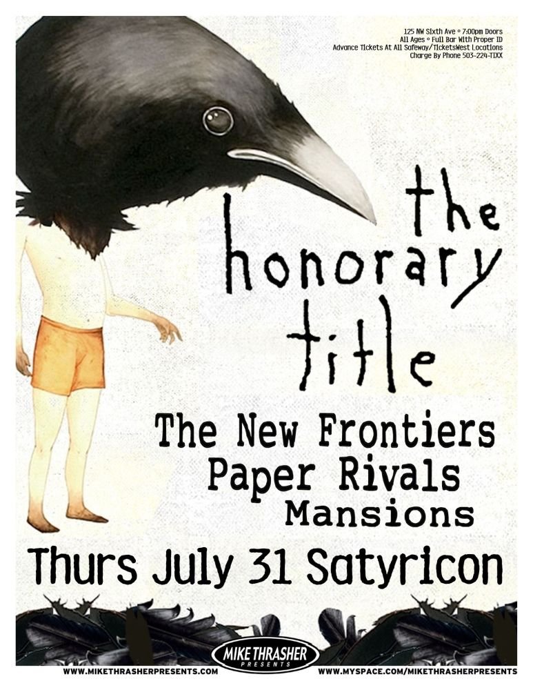 Image 0 of HONORARY TITLE 2008 Gig Concert POSTER Portland Oregon