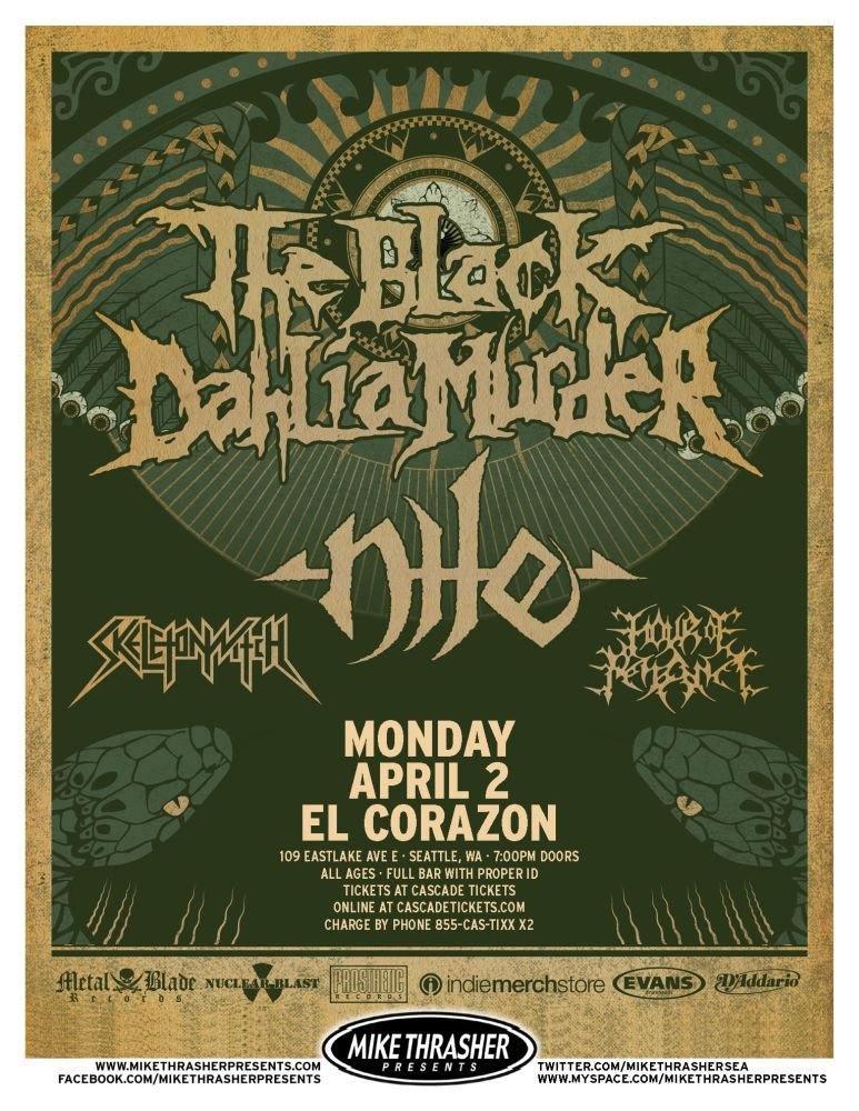 Image 0 of BLACK DAHLIA MURDER 2012 Gig POSTER Concert Seattle Washington