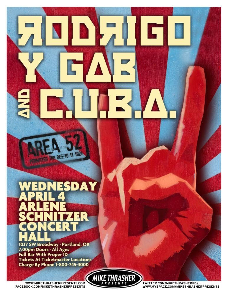 Image 0 of RODRIGO Y GABRIELA & C.U.B.A. 2012 Gig Concert POSTER Portland Oregon