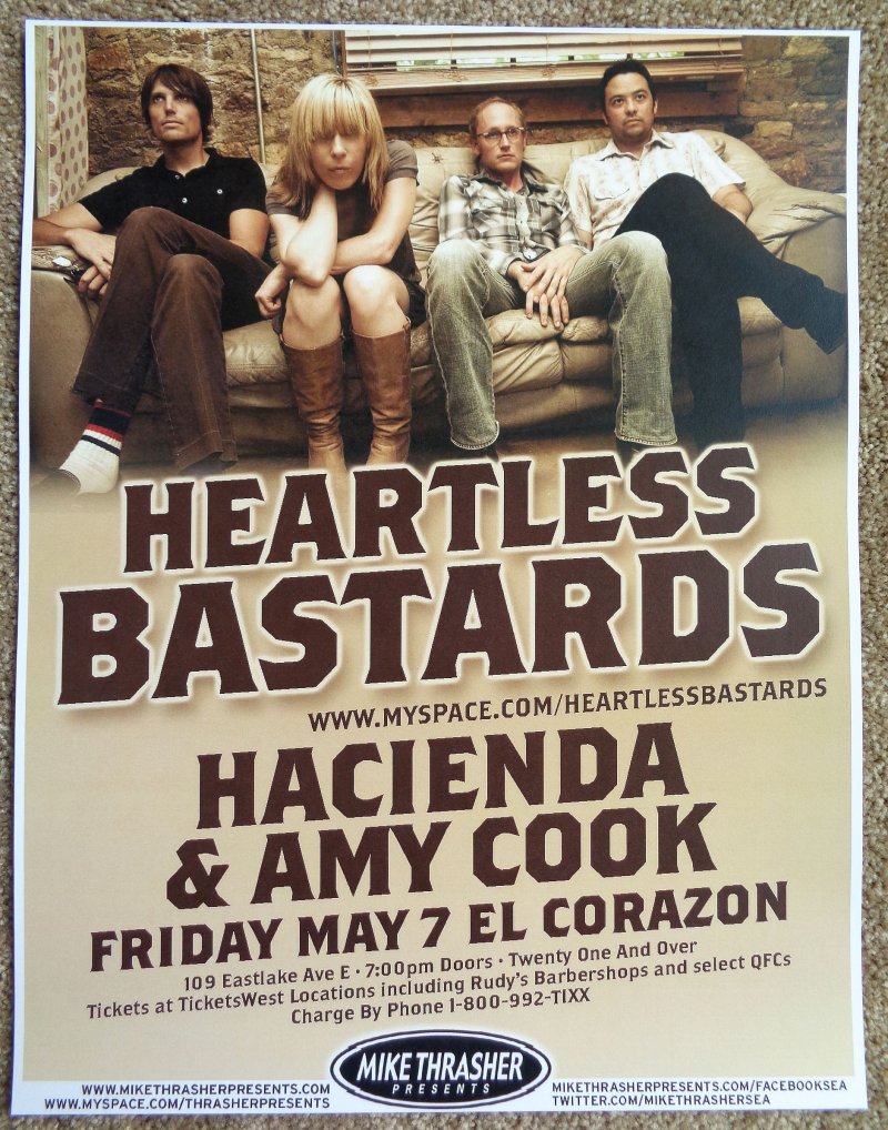 Image 0 of HEARTLESS BASTARDS 2010 Gig Concert POSTER Seattle Washington