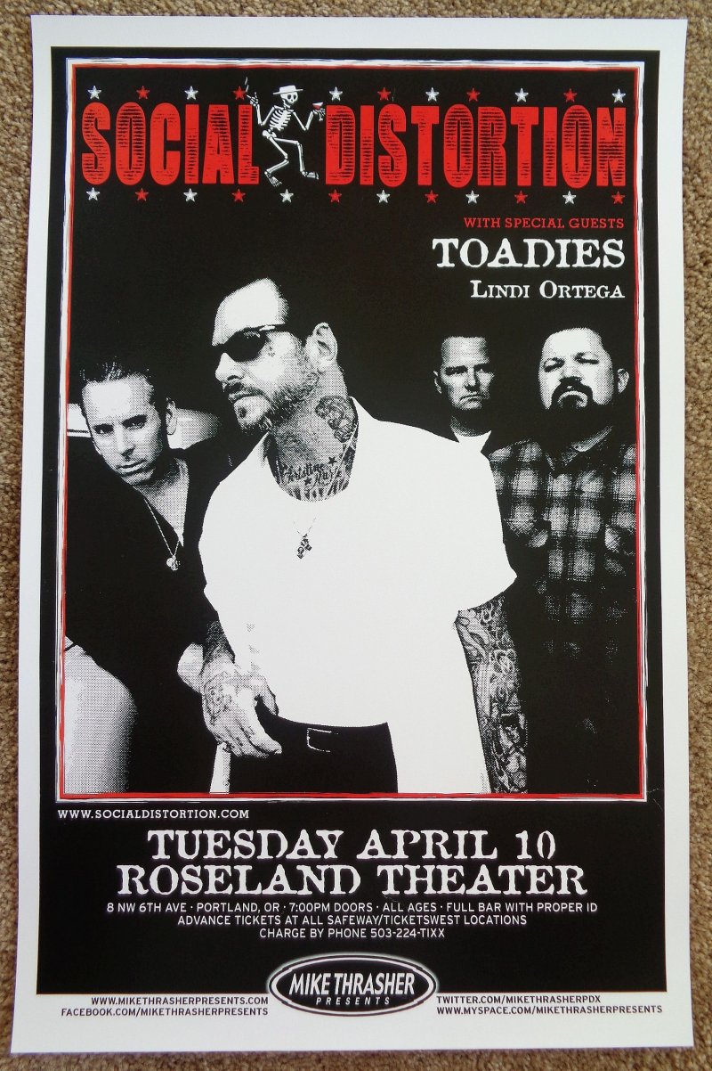 Image 0 of SOCIAL DISTORTION 2012 Gig POSTER Portland Oregon Concert