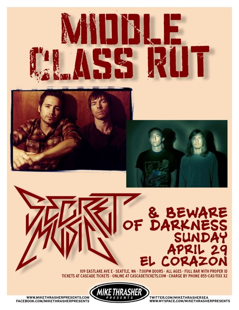 Image 0 of MIDDLE CLASS RUT 2012 Gig POSTER Seattle Washington Concert 