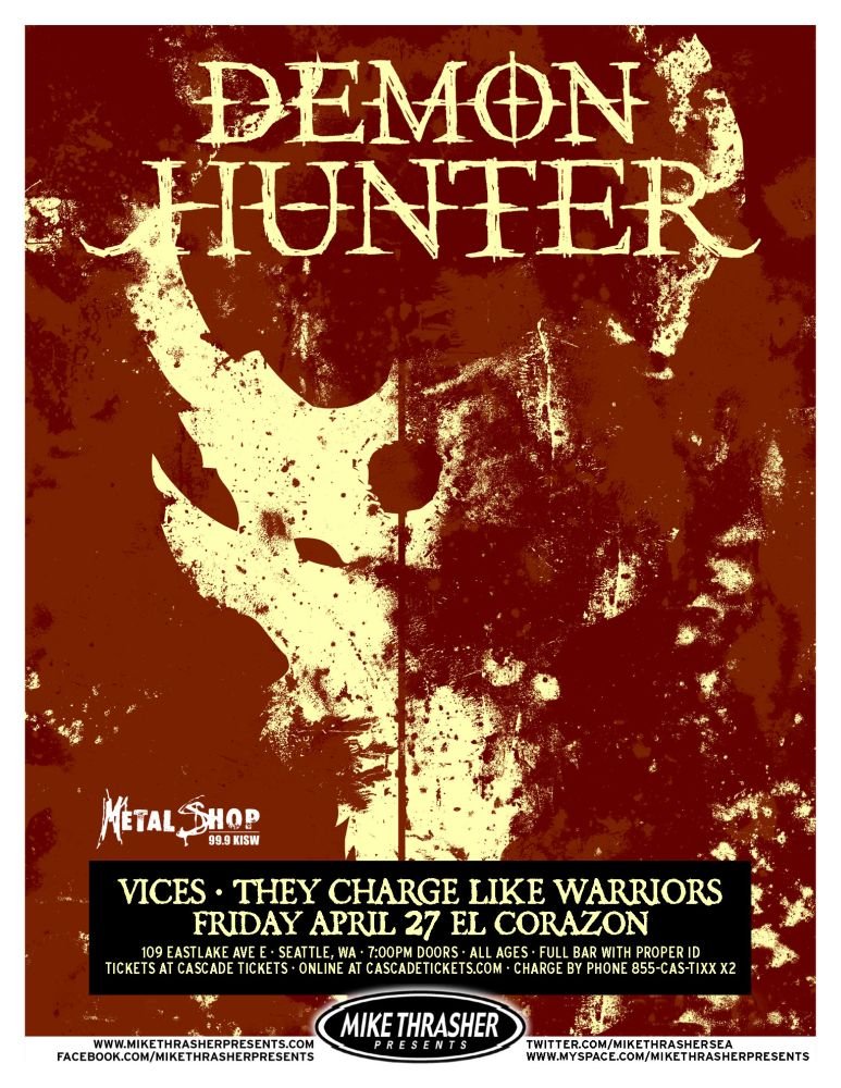 Image 0 of DEMON HUNTER 2012 Gig POSTER Seattle Washington Concert 